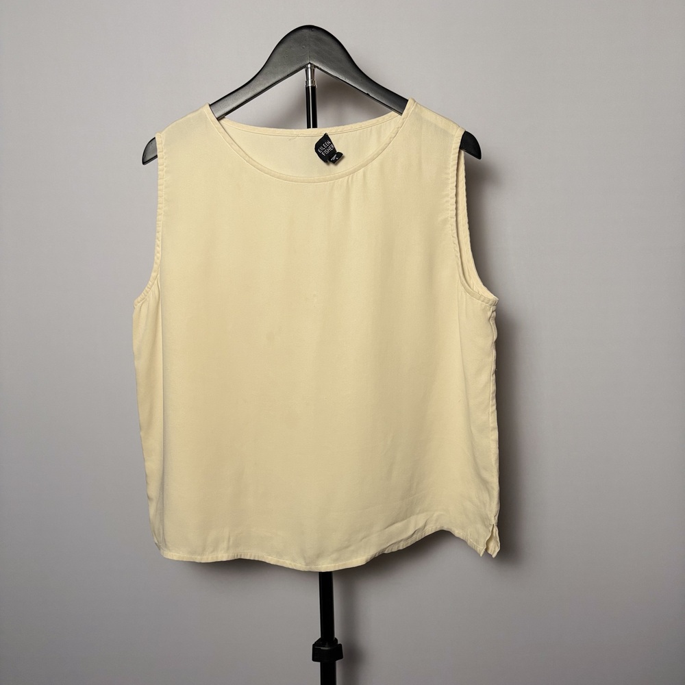 Eileen Fisher Women's Blouse Cream Round Neck Tank Top Size L